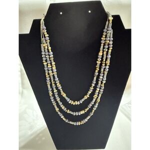 SIMPLY VERA WANG Gold Tone 3 Layer Silver And Gold Tone Beaded Accent  Necklace